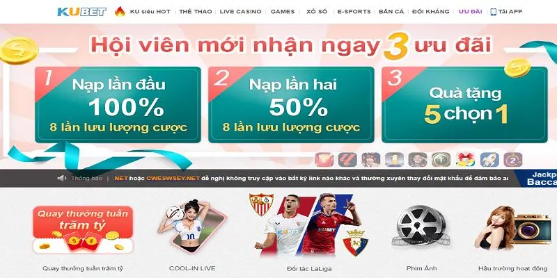 Thưởng khi nạp lần đầu là ưu đãi dành riêng cho tân binh Kubet